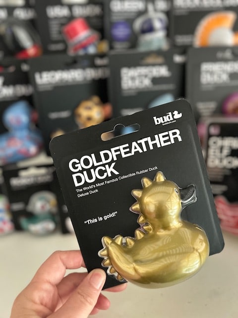 BUD Deluxe Gold Feather Rubber Duck