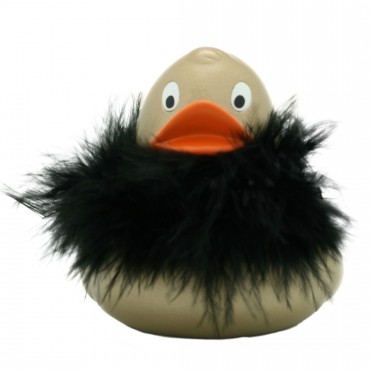 Gold Duck with Feather Boa Rubber Duck
